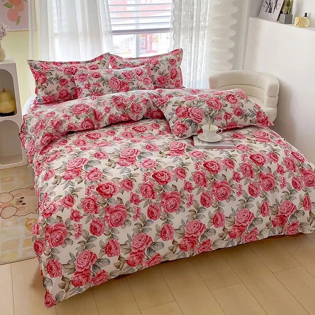 Bettwäsche-Set Floralis | 3-teilig | Mikrofaser | Blumendruck & Wende-Design