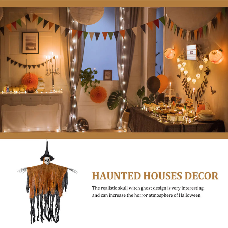 Halloween Hängedeko NightmareWitch | 100 x 80 cm | Skelett-Hexe mit Schleier | Für Haus, Garten & Party