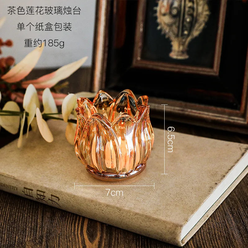 Tulivienne Kerzenhalter | Vintage Glas | Romantischer Retro-Stil | Transparent