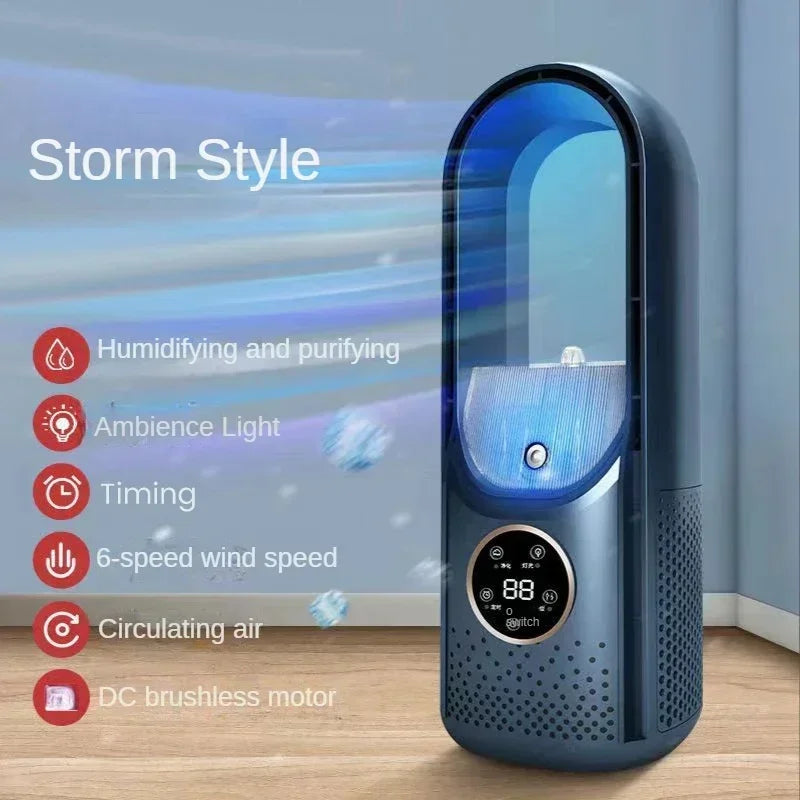 AeroCool Breeze Bladeless Ventilator 2025 | 6 Geschwindigkeiten | Leiser Luftkühler & Luftbefeuchter | USB-Anschluss | Für Büro & Zuhause