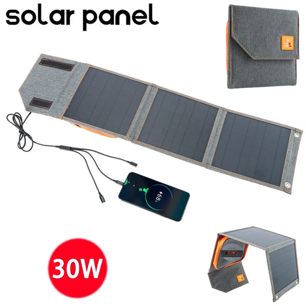 Faltbares Solarpanel HeliGo Light | 15–30 W | USB-Ausgang & 3-in-1-Ladekabel | Ultraleicht & Tragbar | Für Camping, Wandern & Notfälle
