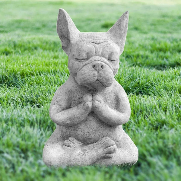 ZenPaws | Meditierender Bulldogge Dekofigur | Resin Statue | Für Haus & Garten
