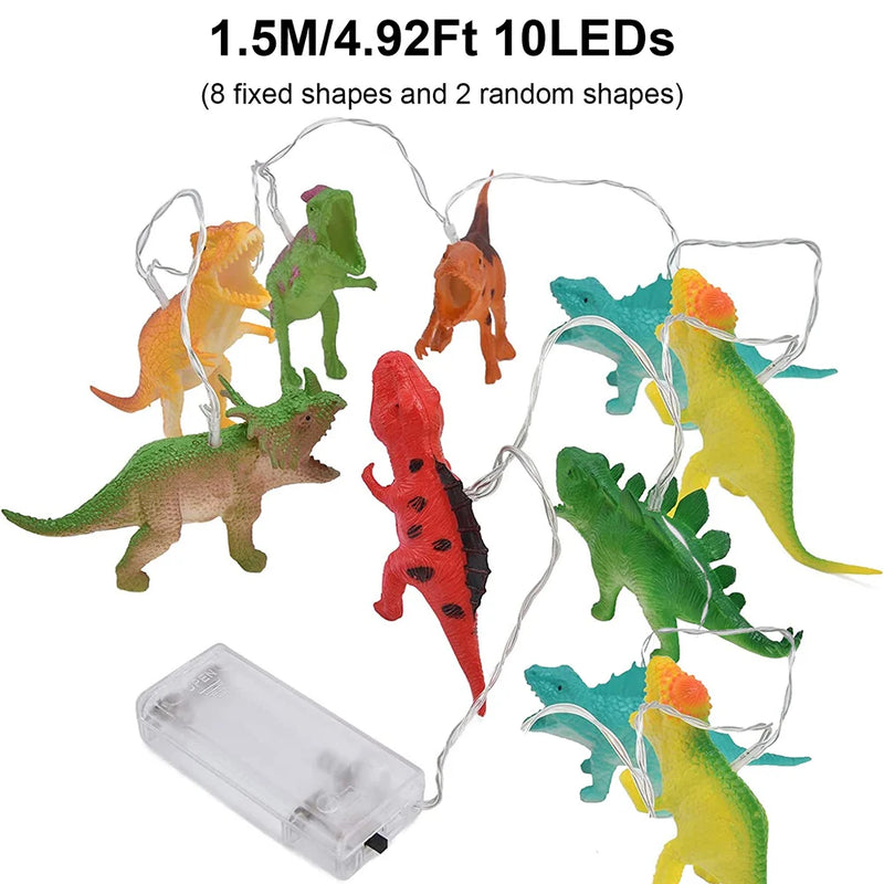 LED Dinosaurier Lichterkette DinoGlow | Batteriebetrieben | Warmweiß | Kinderzimmer & Deko