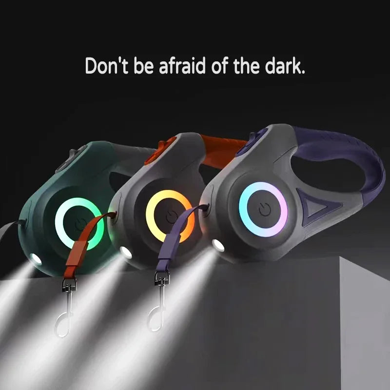 LED Hundeleine LumiLeash FlexiLight | Ausziehbare Leine mit Beleuchtung | 3 m & 5 m Länge | Für Hunde & Katzen bis 35 kg