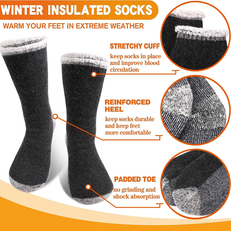 Merino Wollsocken Herren | Winter Thermo | 3er Pack | Frottee-Innenfutter & Mittel-Lang