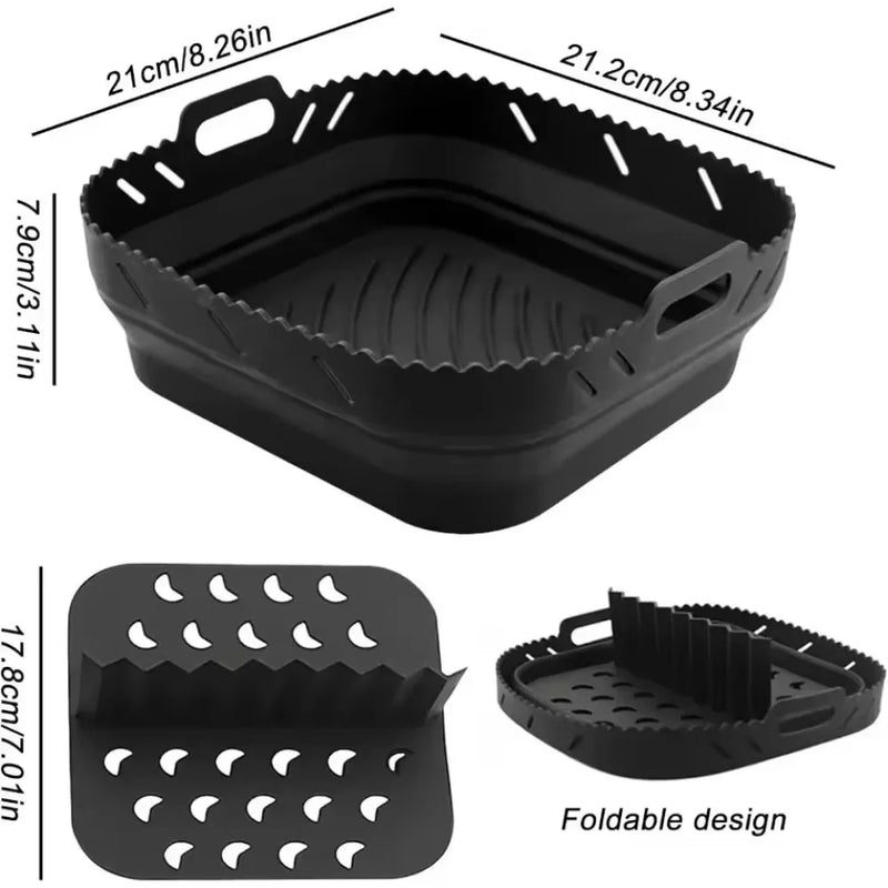 AirBake Flex | Silikon Airfryer Einsatz mit Trennwand | Wiederverwendbar & Antihaft | Hitzebeständig