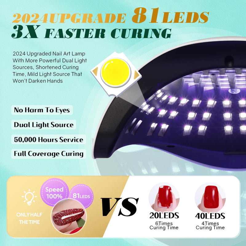 UV-LED Nagellampe NailRadiant Pro 81 | 81 LEDs | 4 Timer-Modi | Smart Sensor & Painless-Technologie | Für UV & LED Gel