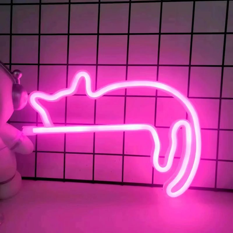 Katzen Neonlicht LumiPaw | LED Wanddeko | USB & Batteriebetrieben | Stylisches Nachtlicht für Zuhause, Party & Geschenkidee