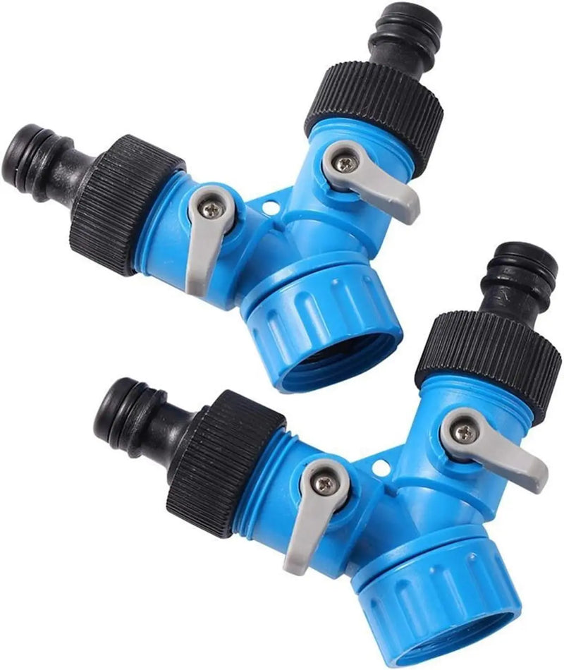 AquaSplitz 3/4" Y-Verteiler mit Absperrhahn | Schnellanschluss-Gewindekupplung | Für Gartenbewässerung & Autowäsche