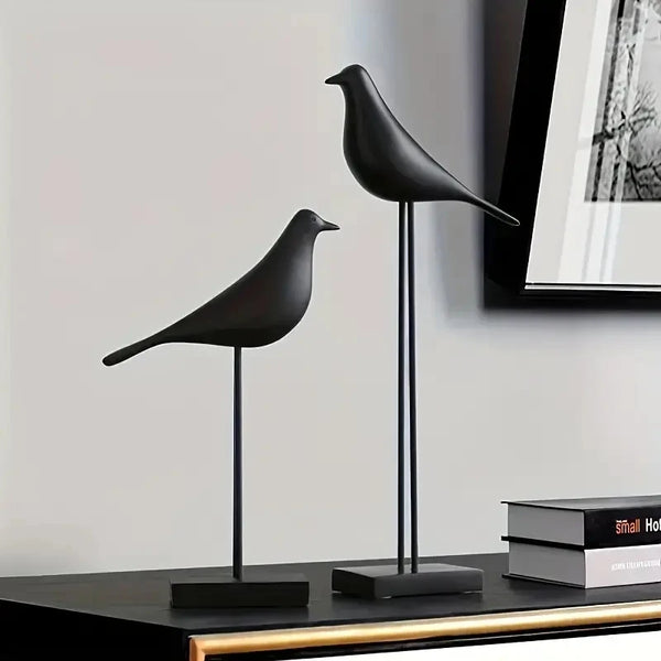 Dekofigur NordicBird | Handbemalte Vogelstatue aus Kunstharz | Skandinavische Wohnaccessoire | Tisch- & Bürodekoration
