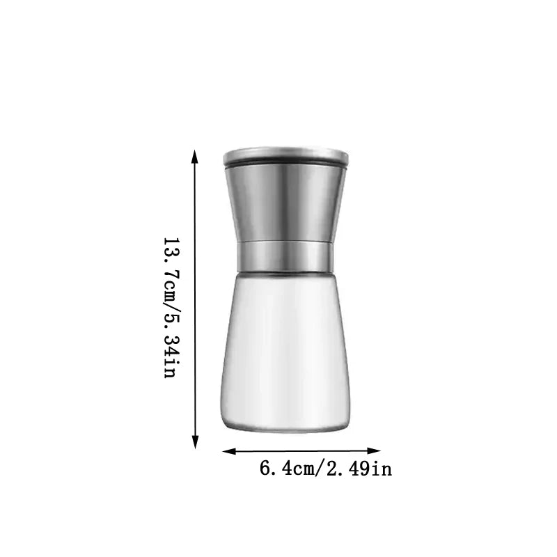 Grindora Salz- & Pfeffermühle aus Glas und Edelstahl | Gewürzmühle mit verstellbarem Mahlwerk | Für Pfeffer, Salz, Kreuzkümmel & mehr | Aromafrisch & leicht zu befüllen