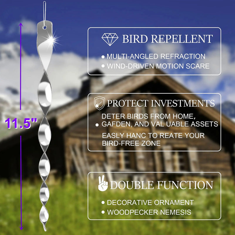 Vogelschreck-Drehstäbe BirdGuard Reflect 12er-Set | 30 cm | Reflektierende Garten-Dekoration | Vertreibt Vögel & schützt Obst, Gemüse & Beete