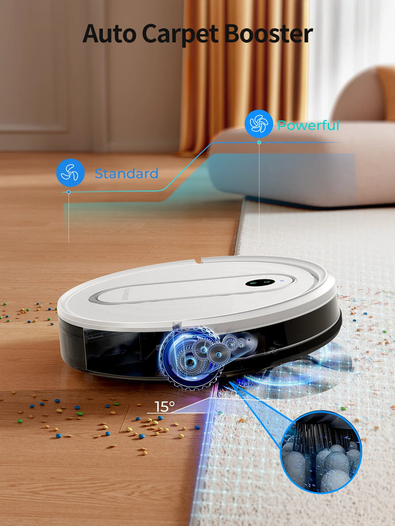 Cleanovo P10 Saugroboter mit Wischfunktion | 4500Pa Power-Saugkraft | App-Steuerung & Gyroskop-Navigation | Für Teppiche & Hartböden