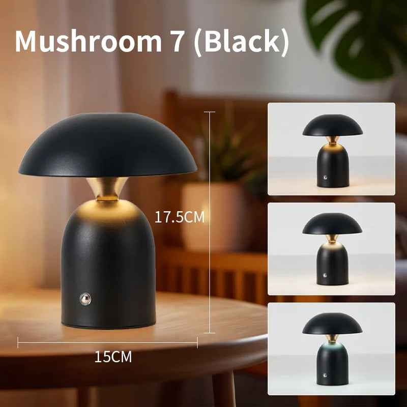 LumiShroom | LED Pilz Tischlampe | Wiederaufladbar & Dimmbar | Kabellose Design-Leuchte für Schlafzimmer, Wohnzimmer & Bar
