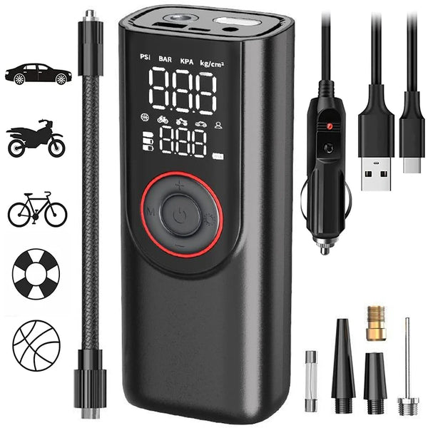 Digitale Akku-Luftpumpe AirSure Pro | 150 PSI | 6000 mAh Powerbank | LED-Licht & Automatischer Stopp | Für Auto, Fahrrad, Ball & Mehr