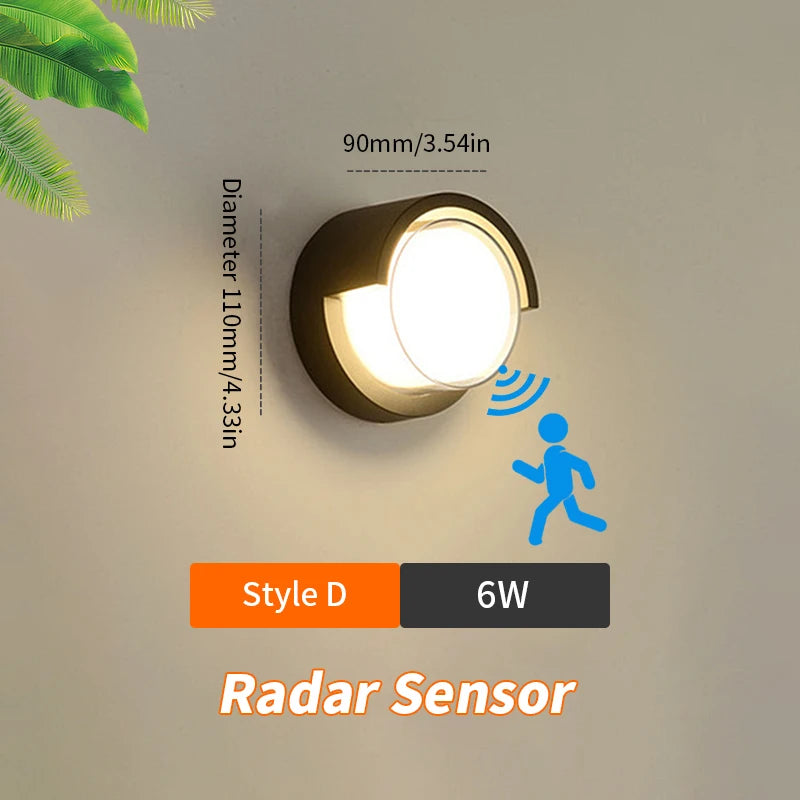 LED Wandleuchte LumoGuard | Mit Radar-Bewegungssensor | 6W/12W | Warm- & Kaltweiß | IP66 Wasserdicht