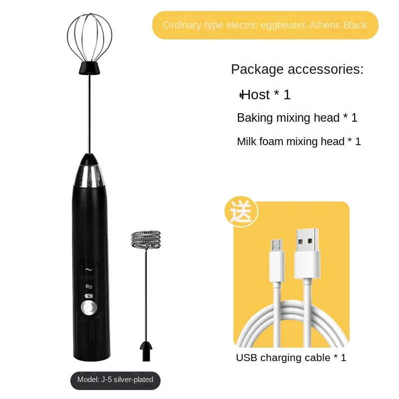 CREMIX Elektrischer Milchaufschäumer & Mixer | 3 Geschwindigkeiten | Doppelaufsatz aus Edelstahl | USB-Ladung