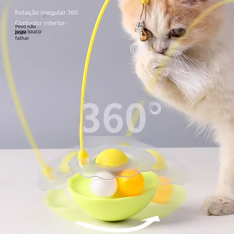 Katzenspielzeug FeliTwist Orbit | 360° rotierender Katzen-Teaser mit Katzenminze & Feder | 25×9 cm | ABS-Kunststoff