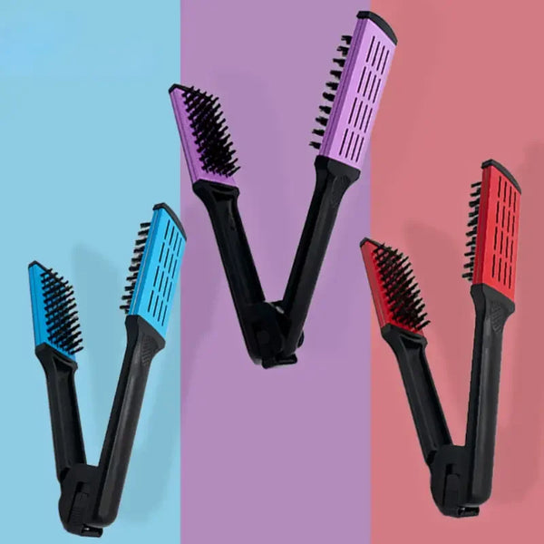 StyloVee Haarglätter Kamm | V-Form | Nylonborsten | Für Alle Haartypen | 26 cm