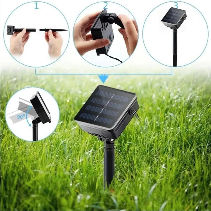 SolaraGlow Fairy Lights | Solar LED Lichterkette Outdoor | 8 Farben & 8 Modi | Wasserdicht IP65 | 7–32 m