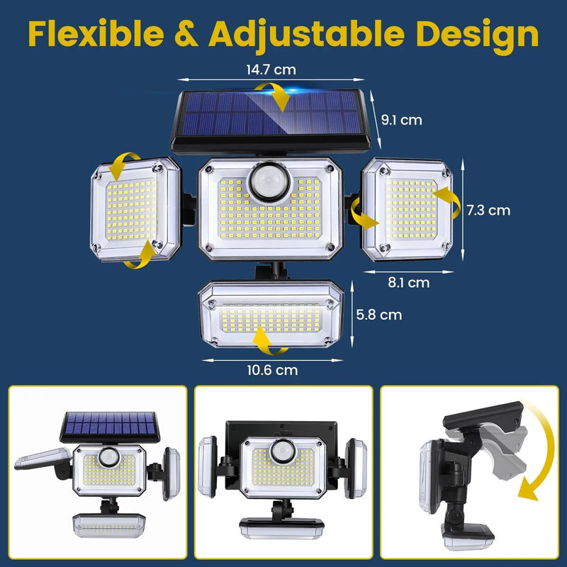Solora GuardLight Solar-Außenleuchte mit Bewegungsmelder 2000 LM | 333 LED, IP65, 270° Lichtstrahl