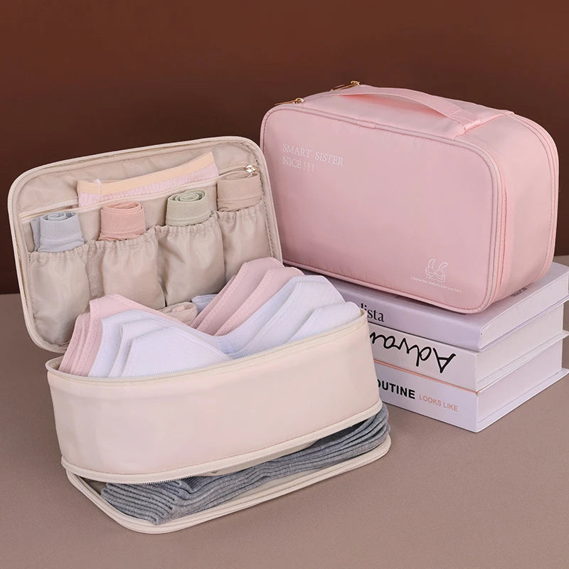Packlyne Wäsche-Organizer Tasche | Doppeltes Fach | Für Unterwäsche, Socken & Strümpfe | Kompakt & geräumig | Reise-Essential