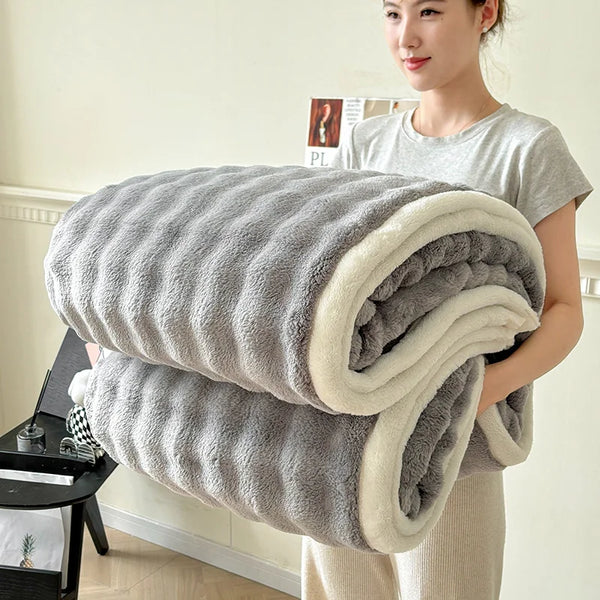 FauxLuxe | Kuscheldecke aus Imitat-Kaninchenfell | Beidseitiger Samt | Dick & Wärmend