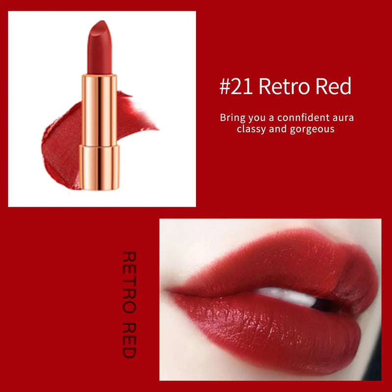 Mattes Lippenstift-Set VelvetMuse Trio | Wasserfest & Langhaftend | Mit Silber-Kettentasche | 3× 3,5 g