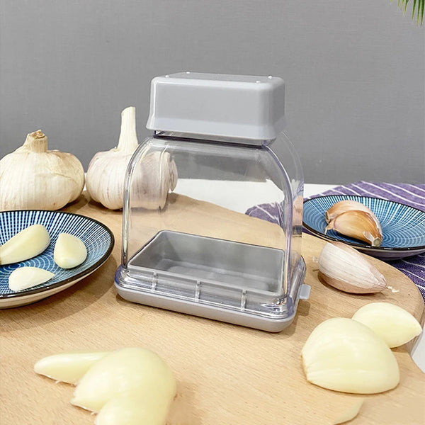 GARLICO Knoblauchpresse Handgerät | Manuelle Knoblauchreibe & Schäler | Edelstahl & ABS | Küchenhelfer für feines Zerkleinern
