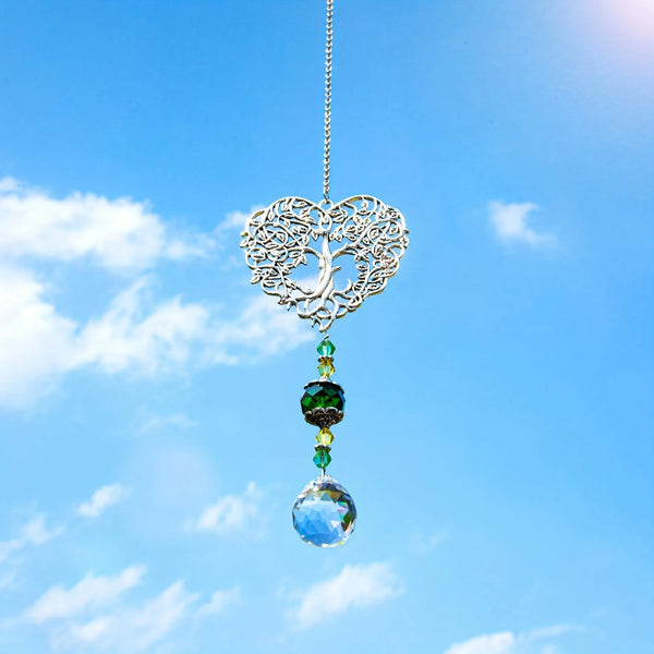 Solavie Lichtbaum Kristall-Suncatcher Lebensbaum | Fensterdeko mit Regenbogen-Effekt | Für Zuhause & Garten