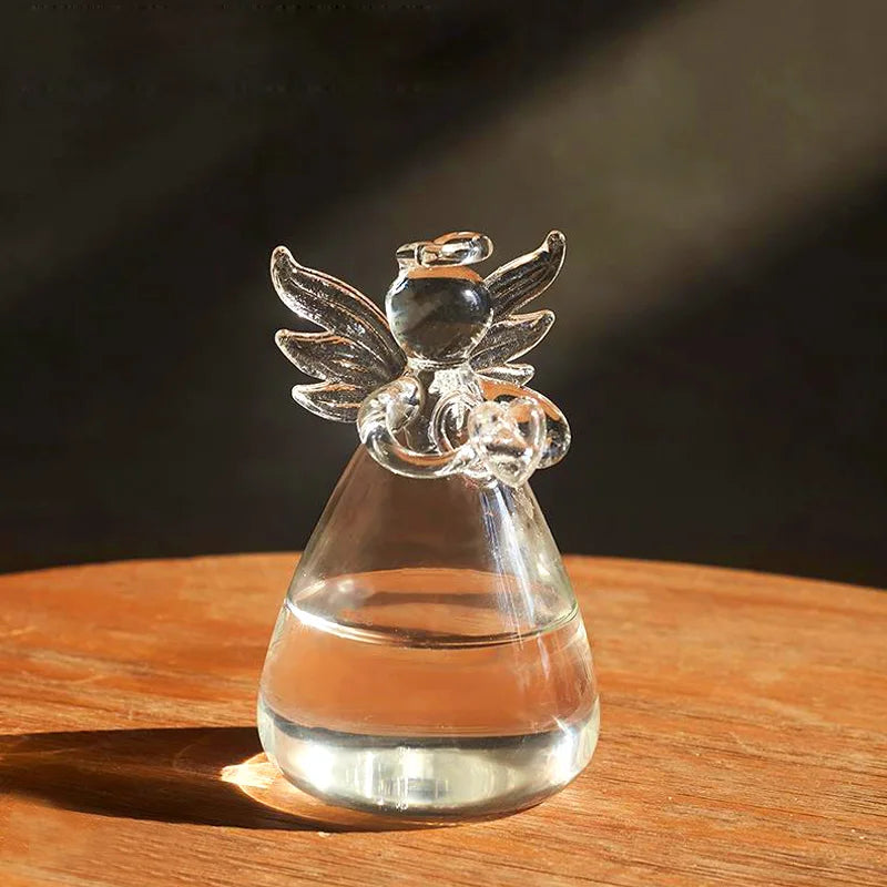 Seraphina | Engel Glasvase | Handgefertigt & Transparent | 8 x 5 cm | Deko & Hydrokultur