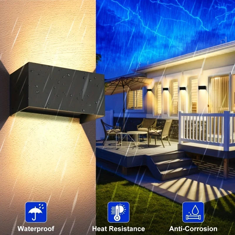 AuroBeam LED Wandleuchte 24W | Innen & Außen | IP65 Wasserdicht | Up & Down Strahler | Modernes Design