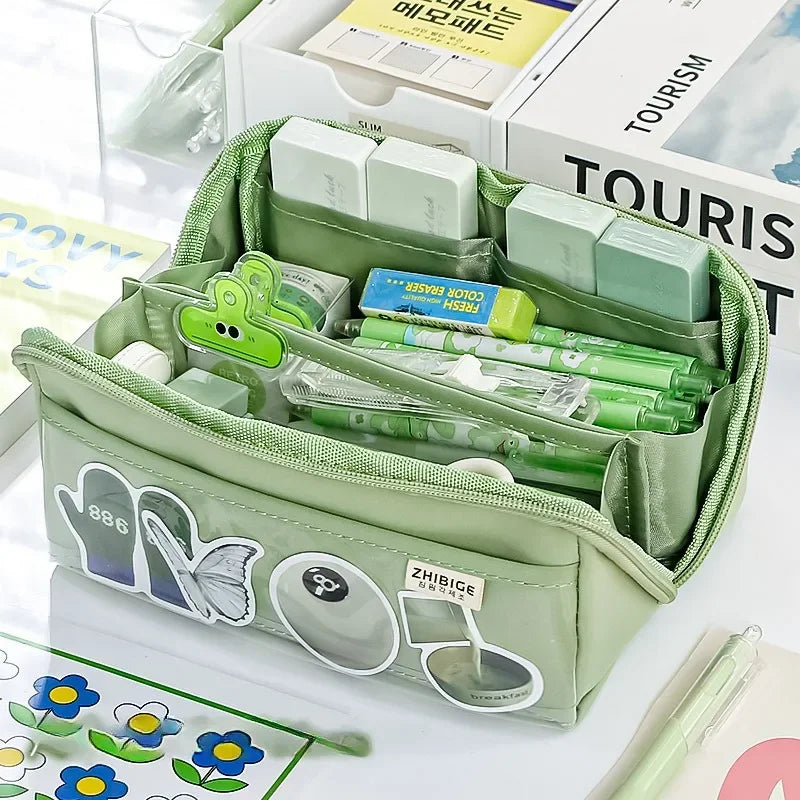 Federmäppchen KIDZORA CrystalBag | Transparent & Vielseitig | 10-Fächer Design | Große Kapazität für Schule & Freizeit