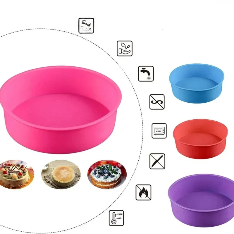 BakeoFlex Silikon-Kuchenform Rund | Antihaft & Hitzebeständig | 4–10 Zoll (10–25 cm)