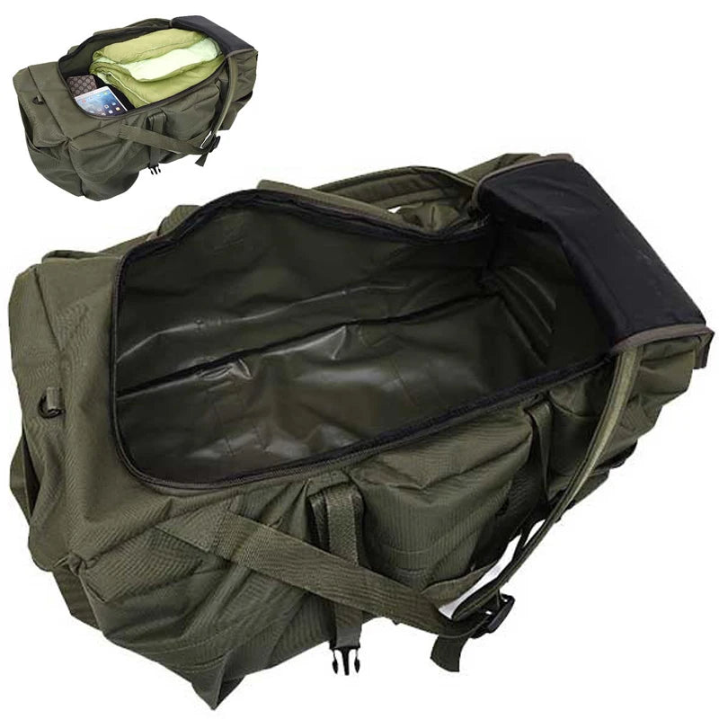 Multifunktionale Outdoor-Tasche TrailForge X75 | 75×38×36 cm | 4-in-1 Tragetasche: Rucksack, Umhängetasche, Handgepäck & Crossbody | Wasserdicht & Robust