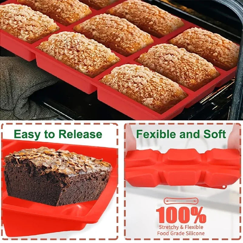 Silikon Backform MiniLoaf | 9er Rechteck-Form | Antihaft & Hitzebeständig | Für Kuchen, Brot & Muffins