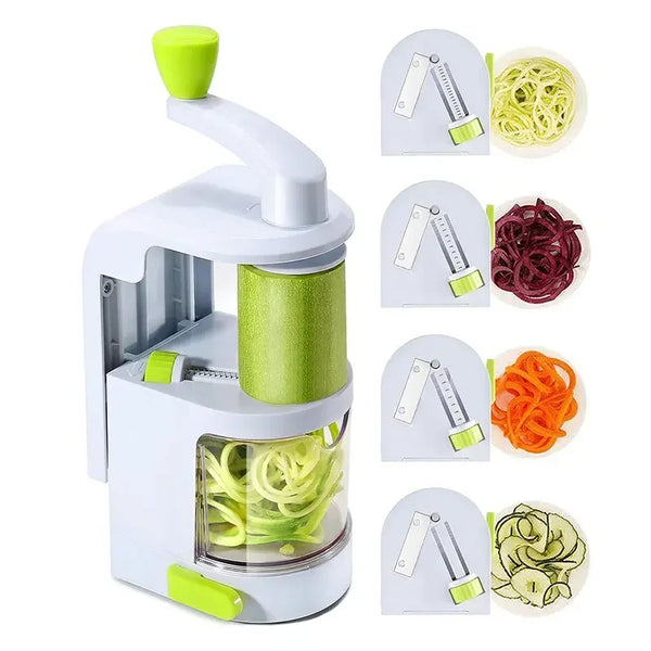 Gemüseschneider SpiralPro 4-in-1 | Vertikaler Spiralschneider mit Saugfuß | Für Zoodles, Salate & Gemüse-Spaghetti
