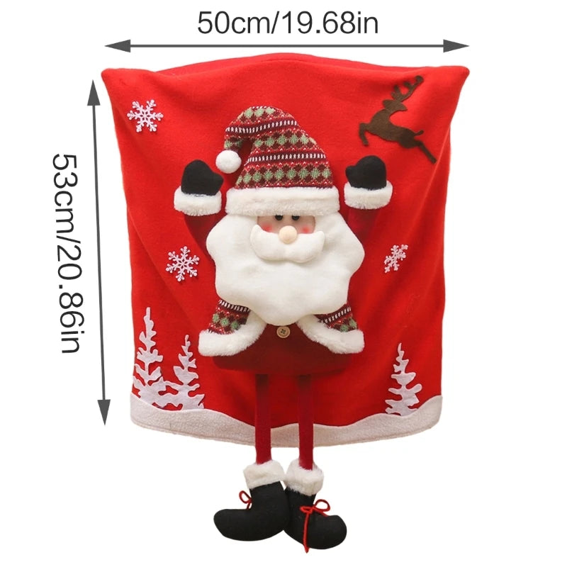 Jolivine | Weihnachtliche Stuhlhusse | Santa, Schneemann & Rentier Design | Festliche Stuhldeko für Weihnachten & Neujahr | Weich & Waschbar