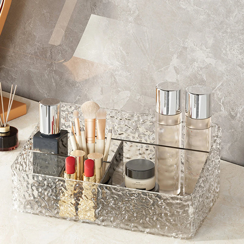 Make-up Organizer Box ClaryLux | Wasserwellen-Design | Großes Fassungsvermögen | Offene Trapezform