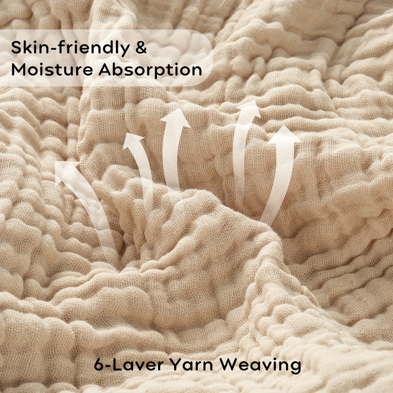 CottonBreeze | Musselin-Decke aus 100 % Baumwolle | 6-lagig, Atmungsaktiv & Leicht | Für Sofa & Bett