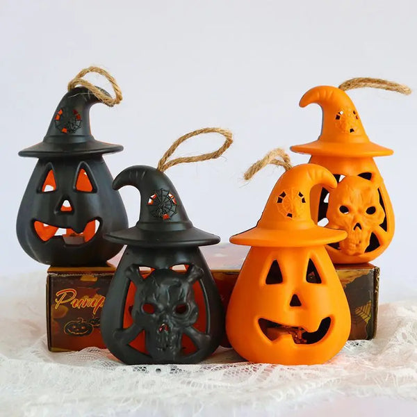 Pumpkin Glow Tragbare Halloween-Kürbislaterne für Kinder | LED-Kerzenlicht | Stimmungsvolle Deko