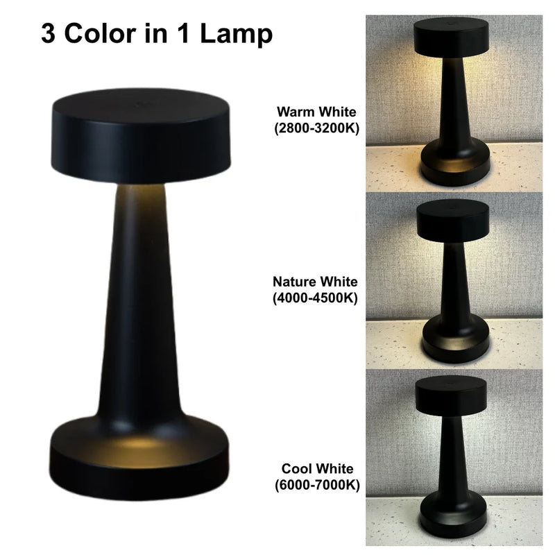 LED Tischlampe | 3 Lichtfarben | Touch-Dimmer | USB-C Wiederaufladbar