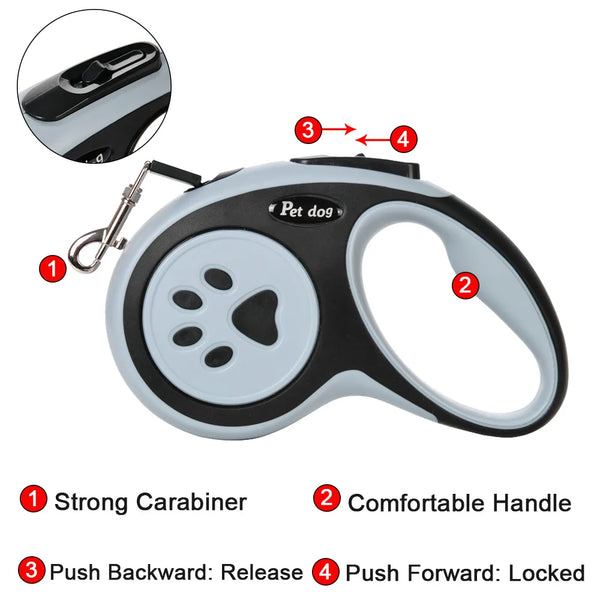 Hundeleine PawFlex | Automatisch Ausziehbar | Nylon & ABS | Für Kleine bis Große Hunde & Katzen
