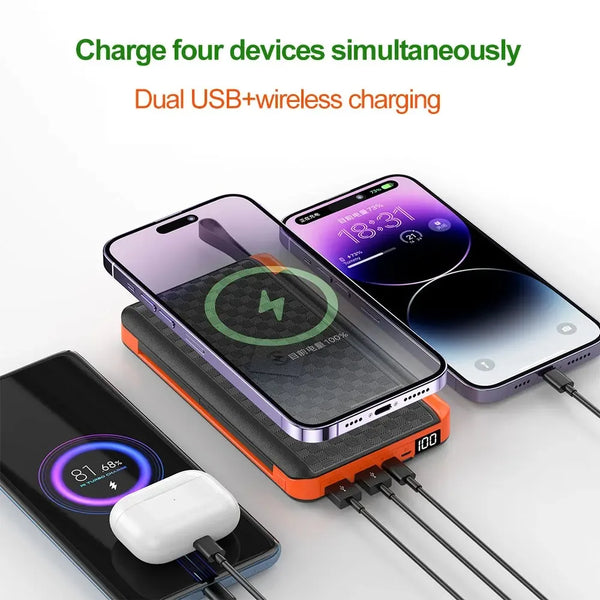 Solar Powerbank VoltMate Flip 15W | 10.000/20.000mAh | Kabelloses Qi-Laden | Solarpanel Klappbar | Wasserdicht & Stoßfest