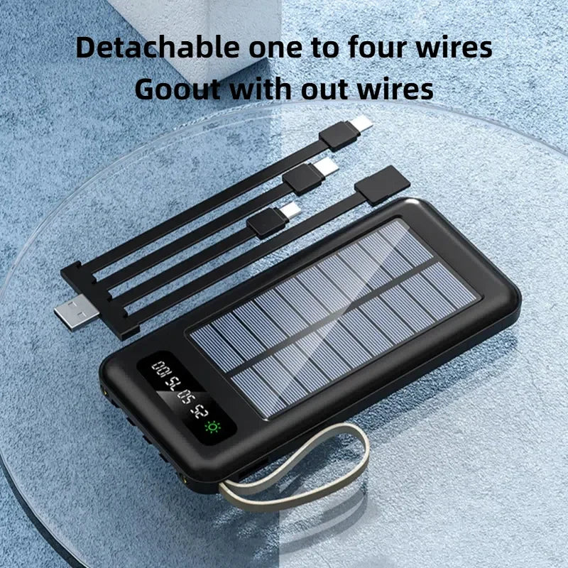 Voltaro SolarCore 50K Solar-Powerbank 50.000 mAh | Mit Campinglicht, 4 Ladekabeln & Dual USB | Schnellladefunktion & Outdoor-tauglich