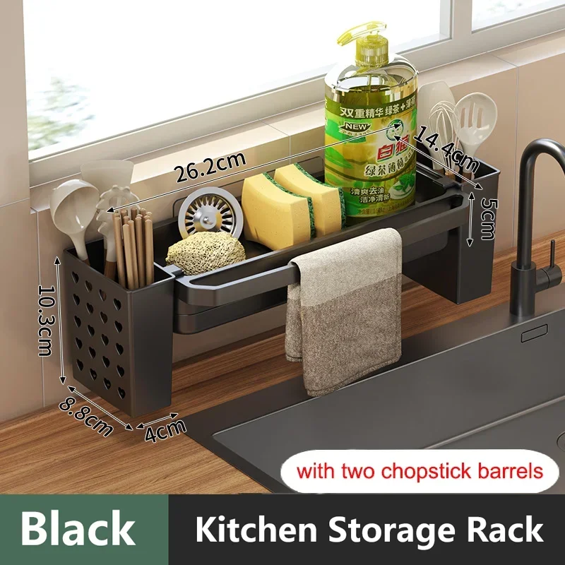 Cleanova Spülbecken Organizer | Abtropf- & Aufbewahrungsregal | Rutschfest & selbstentwässernd | Für Schwämme, Lappen & Seife | 32 × 11 cm