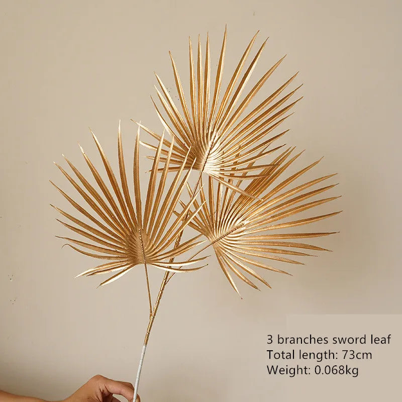 Dekoblume Gold Serie | Palmblatt, Ginkgo & Eukalyptus | Kunstblume 67–84 cm | Hochzeit & Weihnachten