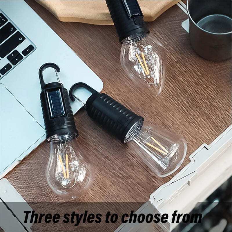 Campurelux Solar Campinglampe Vintage | Wiederaufladbar via Solar & USB | 3 Lichtmodi | Tragbar & Wasserdicht