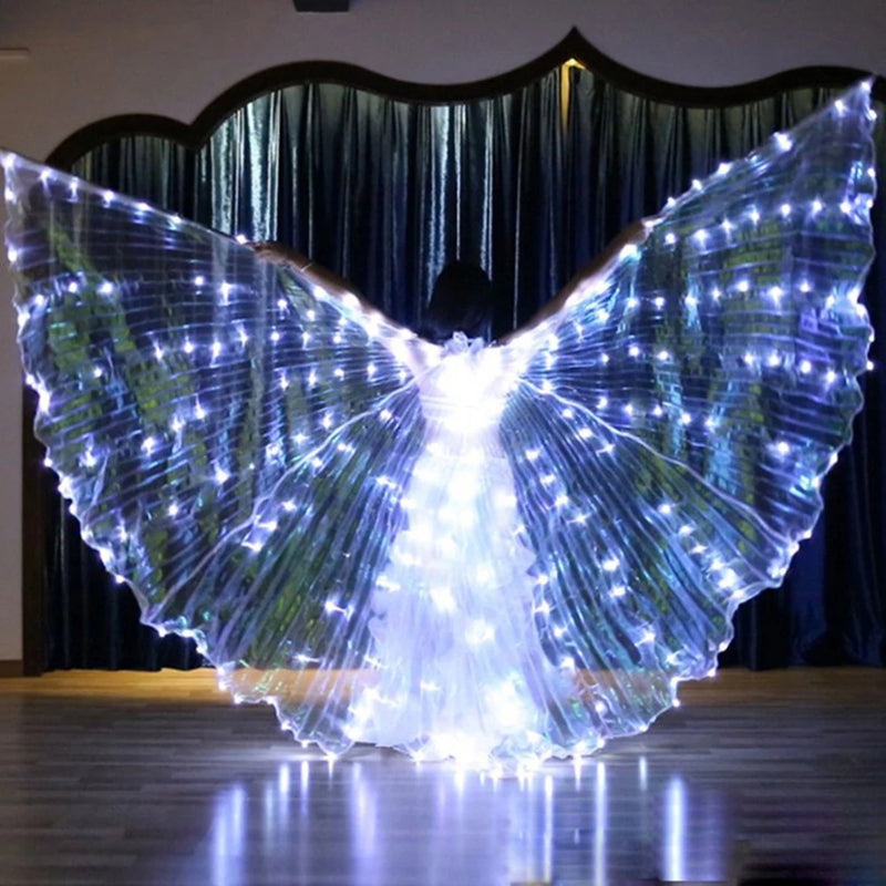 LED-Flügelkostüm LumiWings | Leuchtender Feen-Umhang | 140 cm / 110 cm | Mit Teleskopstäben & Schalter | Für Bühne, Party & Show
