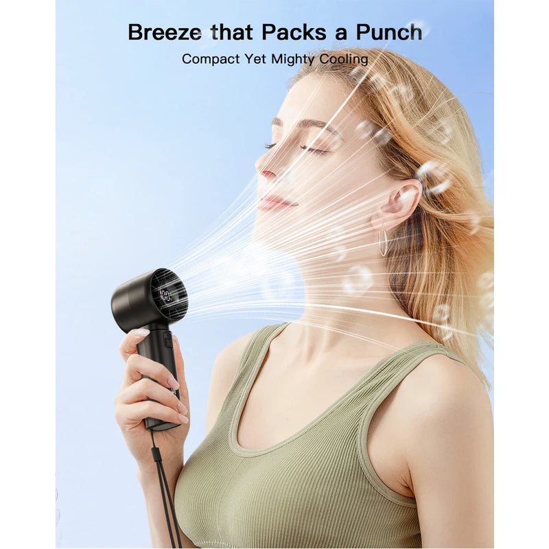 Venturox Mini Handventilator mit LED-Anzeige | 5-Stufen Turbo-Lüfter | 4000mAh Akku | Reiseventilator für Strand & Urlaub
